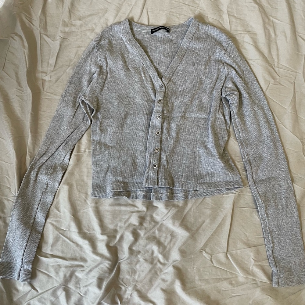 Brandy Melville Grey button up long sleeve